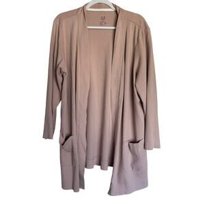 Isaac Mizrahi Live Essentials Size 2XL Open Cardigan Beige Mauve Color Lounge